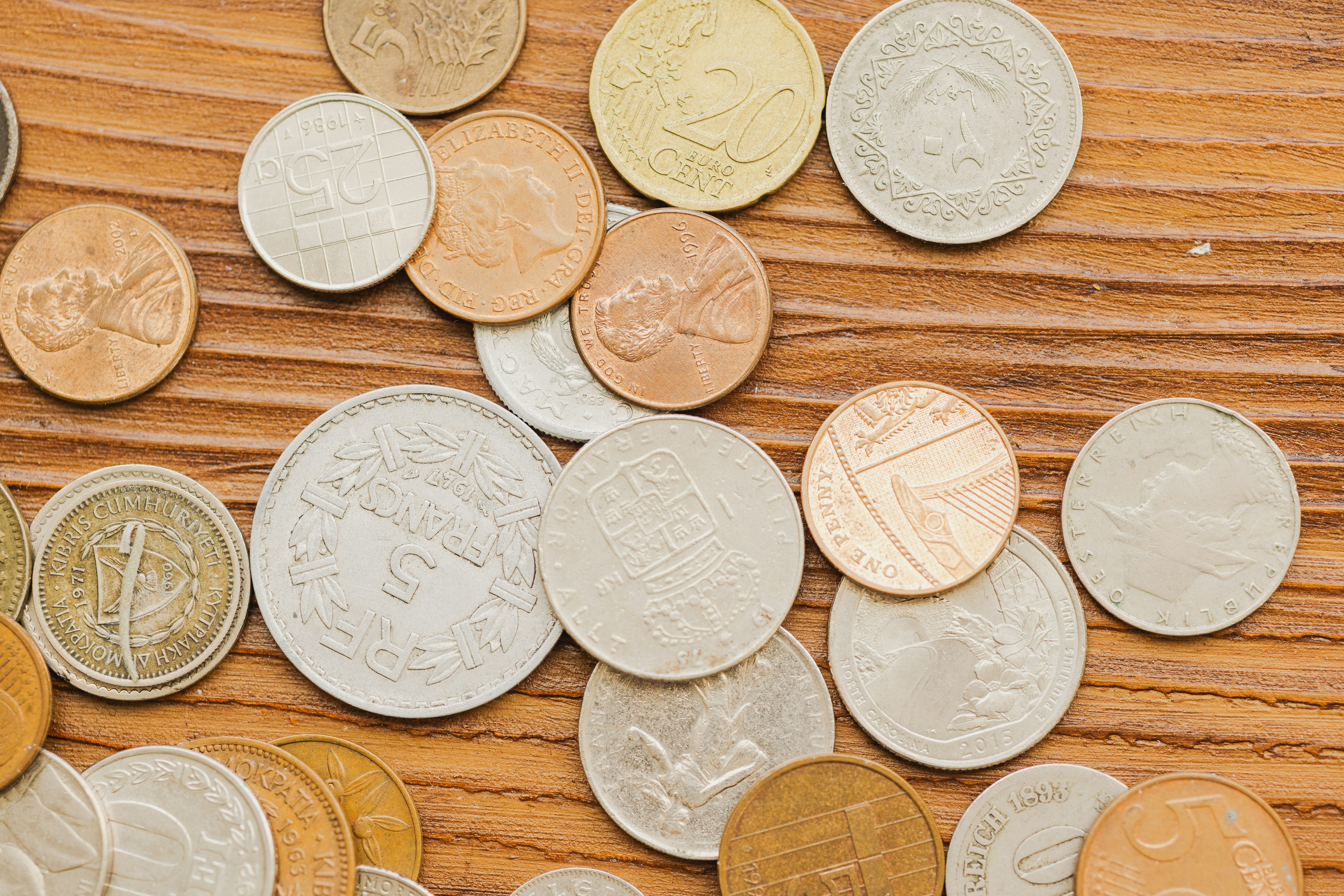 Close-Up of Old Coins